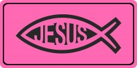 Jesus Fish On Hot Pink Photo License Plate