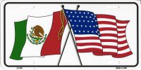 USA And Mexico Crossed Flags License Plate