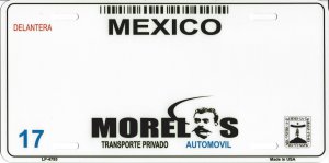 Morelos Mexico Look A Like Metal License Plate