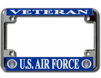 U.S. Air Force Veteran Chrome Motorcycle License Plate Frame