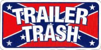 Trailer Trash on Confederate Flag Metal License Plate