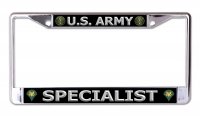 U.S. Army Specialist Silver Letters Chrome License Plate Frame