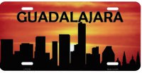 Guadalajara Skyline Silhouette Metal License Plate