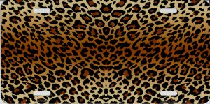 Leopard Print Metal License Plate
