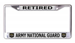 U.S. Army National Guard Retired Chrome License Plate Frame