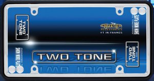 Two Tone Chrome/Black Metal License Plate Frame