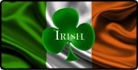 Shamrock Centered On Irish Flag #2 Photo License Plate