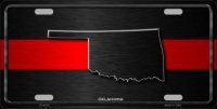 Oklahoma Thin Red Line Metal License Plate
