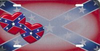 Offset Rebel Hearts on Confederate Flag License Plate