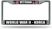 World War II And Korea Veteran Chrome License Plate Frame