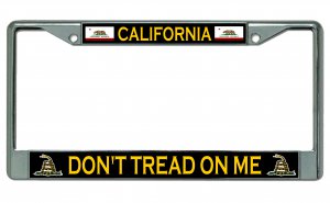 California Don't Tread 2nd Amendment Chrome License Plate Frame
