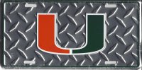 University Of Miami Hurricanes Diamond Plate License Plate