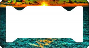 Ocean Sunset Thin Style License Plate Frame
