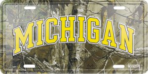 Michigan Wolverines Woodland Embossed Metal License Plate