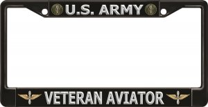 U.S. Army Veteran Aviator Black License Plate Frame