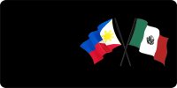 Philippines Mexico Crossed Flags Offset Photo License Plate