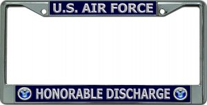 U.S. Air Force Honorable Discharge Chrome License Plate Frame