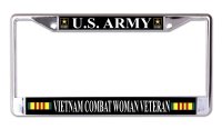 U.S. Army Vietnam Combat Woman Veteran Chrome License Frame
