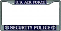 U.S. Air Force Security Police Chrome License Plate Frame