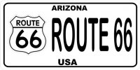 Route 66 with Arizona on White Photo License Plate