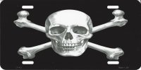 Skull And Crossbones Metal License Plate