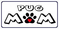 Pug Mom Photo License Plate
