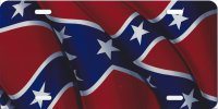 Confederate / Rebel Flag Waving Airbrush License Plate