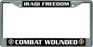 Iraqi Freedom Purple Heart Combat Wounded Chrome Frame