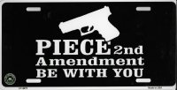Piece Be With You 2nd Amendment Metal License Plate