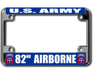US Army 82nd Airborne Chrome Motorcycle License Plate Frame