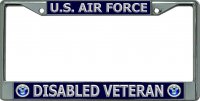 U.S. Air Force Disabled Veteran Chrome License Plate Frame