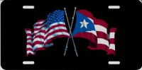 United States And Puerto Rico Crossed Flags Photo License Plate