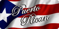 Puerto Rican Script On Puerto Rico Flag Photo License Plate