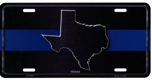 Texas Thin Blue Line Metal License Plate