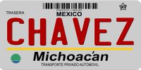 Mexico Michoacan Photo License Plate