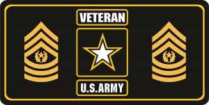 U.S. Army Veteran Command Sergeant Major Photo License Plate
