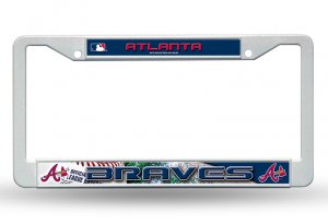 Atlanta Braves White Plastic License Plate Frame