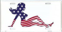 Mudflap Lady White USA Flag License Plate