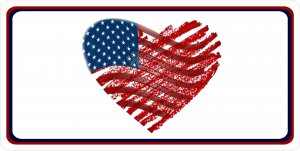 American Flag Heart Photo License Plate