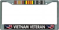 Vietnam Veteran American Flag Logo Chrome License Plate Frame