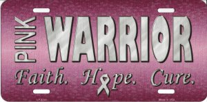 Pink Warrior Survivor Metal License Plate