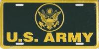 U.S. Army Olive and Yellow Metal License Plate