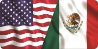 U.S. Mexico Crossed Flags Photo License Plate