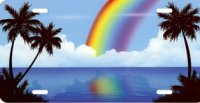 Palm Trees with Rainbow on Beach Scene License Plate