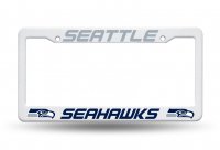 Seattle Seahawks White Plastic License Plate Frame