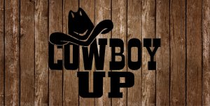 Cowboy Up Wood Photo License Plate