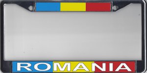 ROMANIA Chrome Metal License Plate Frame