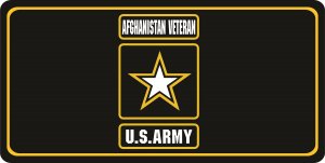 U.S. Army Afghanistan Veteran Black Photo License Plate