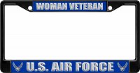 U.S. Air Force Woman Veteran Black License Plate Frame