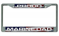 Proud Marine Dad Chrome License Plate Frame